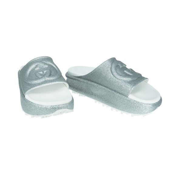 Gucci Interlocking G Glitter Slide Sandals - Picture 2 of 12